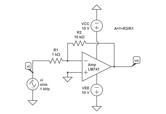 Unity Gain Circuit of LM741