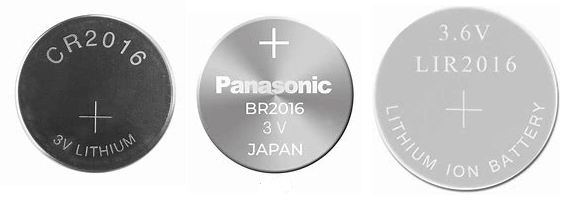 CR2016, BR2016 and LiR2016 Battery