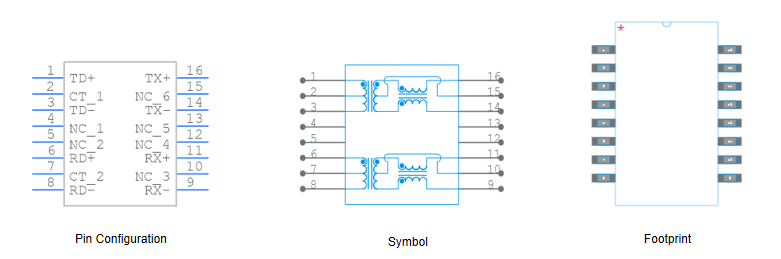 Fig.1 Pin Configuration, Symbol and Footprint of H1102NL